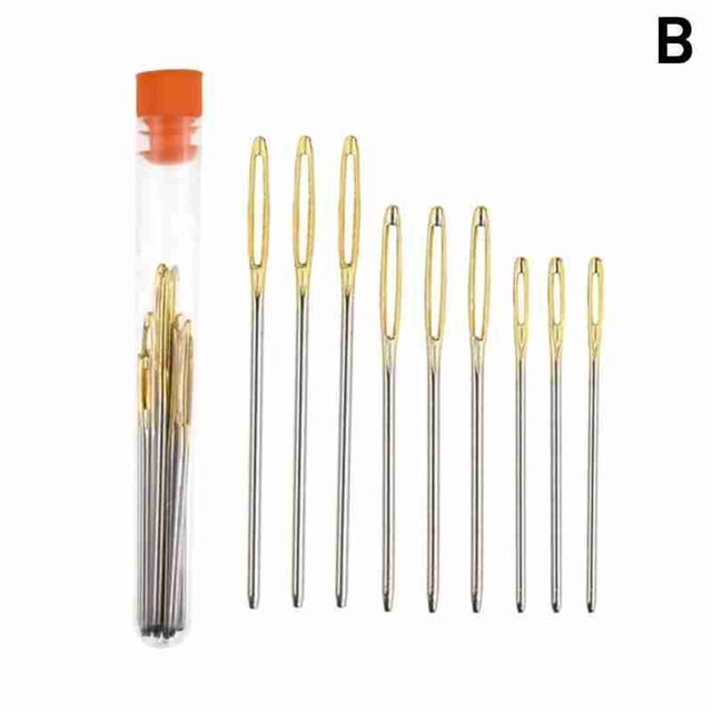 9 PCS Large Eye Blunt Sewing Needles with Plastic Cross Stitch Knitting Leather Handmade Thread Needle Nee Embroidery