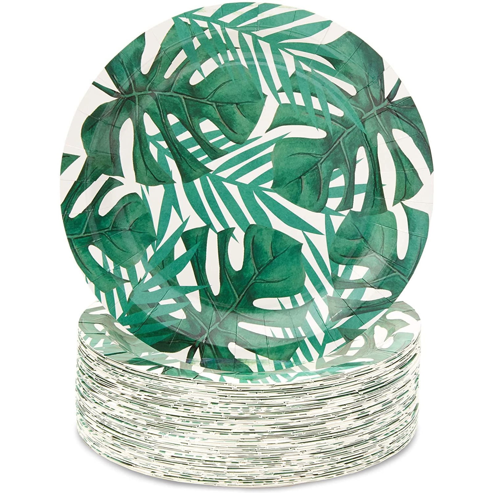 80 Pack Tropical Paper Plates 9 inch for Summer Hawaiian Luau Birthday Party Supplies Decorations