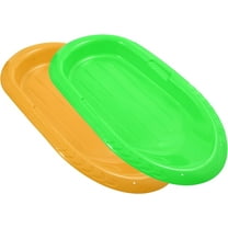 Superio Toboggan Snow Sled for Kids and Adults, 36" Heavy Duty Plastic Slider with Handles and Hole for Pull Ropes- Kid and Adult Winter Fun, Yellow and Green