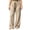 Khaki, variant on Edvintorg Trousers Pants for Women Plus Size Elastic Waisted Casual Pant Loose Wide Leg Stretch Trouser with Drawstring Womens Fashion White S-3XL