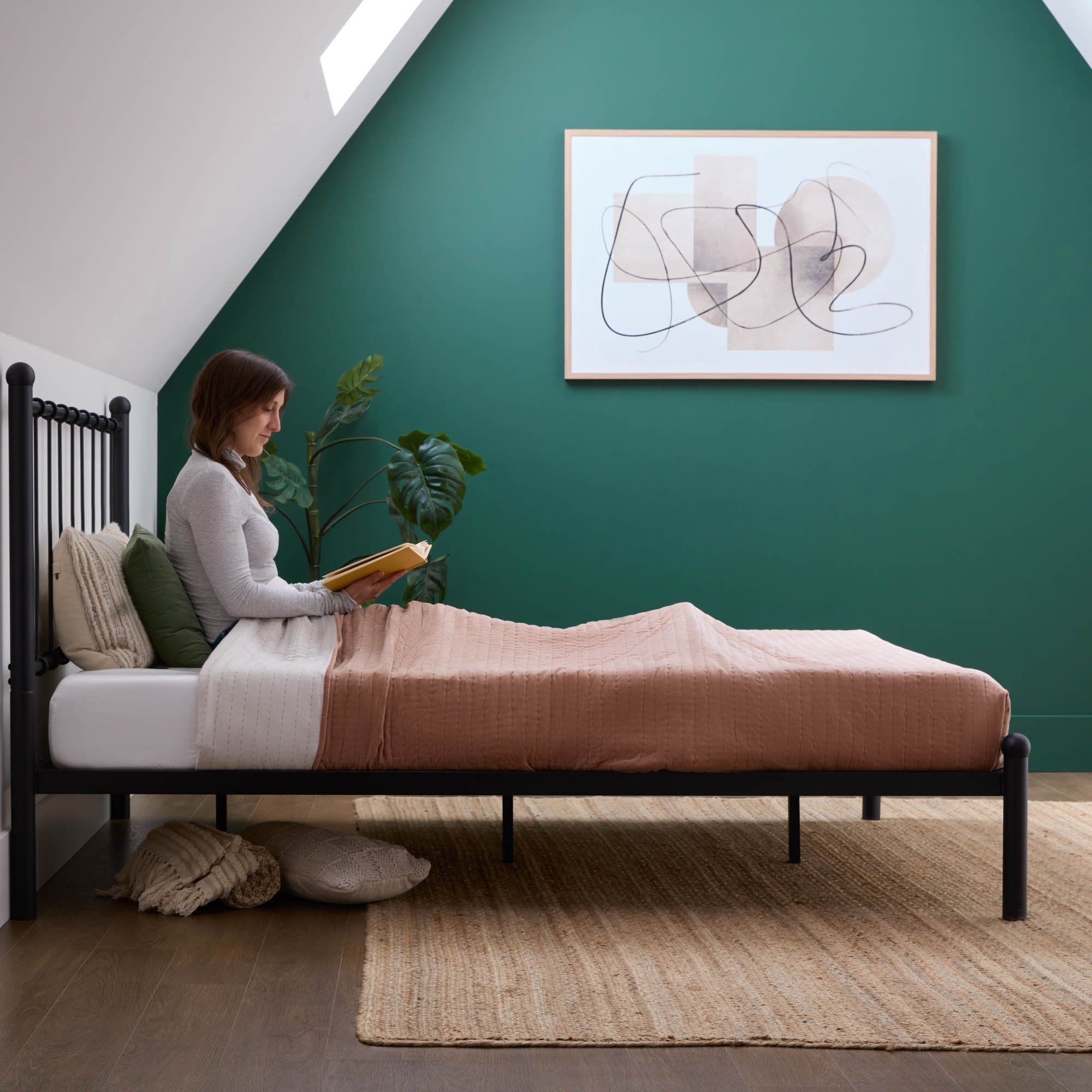 Rest Haven Lancaster Metal Full Platform Bed, Black
