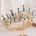 thumbnail image 2 of Nvzi Tiara de boda para novia, diadema de princesa, corona de novia, joyería para el cabello con diamantes de imitación de cristal,graduación, boda, fiesta de disfraces (verde), 2 of 3
