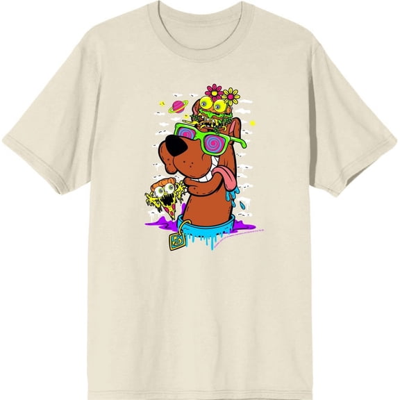 Scooby-Doo Dog With Shades Men's Natural Crew Neck Short Sleeve Tee-Medium