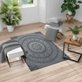 thumbnail image 1 of Mandala Turkish Area Rug, Abstract Floral Design with Themes Native South East Folkloric Illustration, Soft Carpet for Living Room Decor with Distressed Look, 4' X 5.7', Dark Indigo, by Ambesonne, 1 of 4