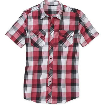 No Boundaries Men's Short Sleeve Snap Fr