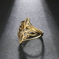 thumbnail image 3 of Witch Knot 14K Yellow Gold Ring Wiccan Cross Celtics Knot Women Men Rings Witchcraft Good Luck Protection Amulet Birthday Gifts, 3 of 11