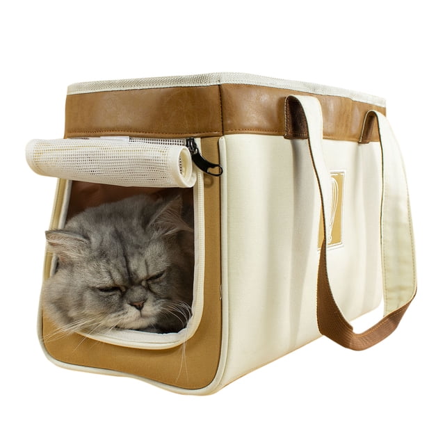 Labymos Pet Carrier for Cats Canvas Totes with Mesh Window Zipper Travel Bags