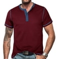 thumbnail image 2 of FRSASU Men's Henley Shirts Cotton Short Sleeve Casual T-Shirt Button Henley Basic Tee Lightweight Summer Top Wine, 2 of 8