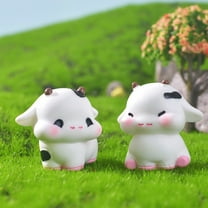 Masteelf  4 Pcs Mini Cow Stuffed Animal Statue Child Office