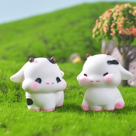 Masteelf  4 Pcs Mini Cow Stuffed Animal Statue Child Office