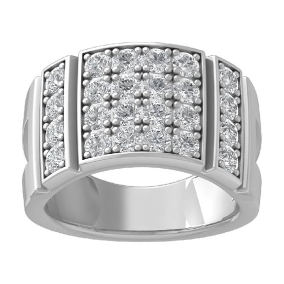 ARAIYA FINE JEWELRY 10K White Gold Lab Grown Diamond Wedding Band Ring for Men's (2 1/8 cttw, D-F Color, VS Clarity) Size 10