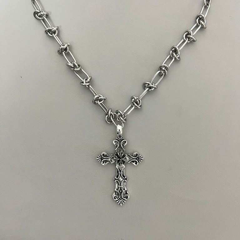 ZPAQI Vintage Cross Pendant Necklace for Women Men Chain