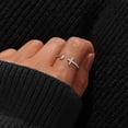 thumbnail image 2 of Anillo de cruz de plata de ley 925 para mujer Anillo abierto de corazón de amor Anillo ajustable chapado en oro blanco con circonita cúbica, 2 of 4