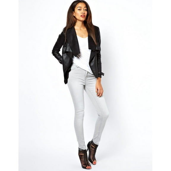 Noora Women's Sheepskin Leather Jacket Black | Stylish Biker Slim Fit Outerwear Long Sleeve Short Leather Jacket | Gift for Christmas | ST02