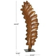 thumbnail image 4 of 21" x 46" Brown Teak Wood Handmade Leaf Sculpture, by DecMode, 4 of 11