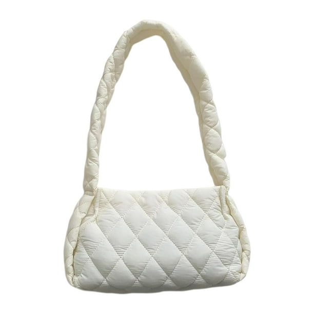 Ladies Shoulder Bag Elegant Classic Purse Wallet Warm clutch Soft Small  Modern Fashion Handbag for Shopping Winter Travel Trip Party , White 