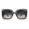 thumbnail image 4 of Womens Bold Thick Plastic Butterfly Squared Rectangle Oversize Diva Sunglasses Slate Black - Beige, 4 of 8