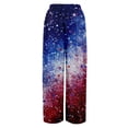 thumbnail image 5 of 250th Anniversary Womens Pajama 1776-2026 USA Flag Print Elastic High Waist Pants Slit Baggy Wide Leg Casual Comfy Pajama Bottoms, #01 Blue, XL, 5 of 6