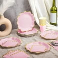 thumbnail image 2 of Platos de Papel Desechables para Postre, Borde Dorado, 40 Piezas, para Fiestas y Celebraciones (Rosado), 2 of 4