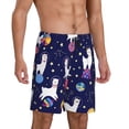 thumbnail image 3 of Rocae Lama in Space for Men's Soft Sleep Pajama Shorts, Waistband and Pockets, 3 of 9