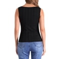 thumbnail image 3 of INSPIRE CHIC Women's Textured Knit Sleeveless Boat Neck Basic Tank Top M Black, 3 of 6