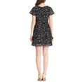 thumbnail image 4 of MODA NOVA Juniors Floral V Neck Flare Short Sleeve Lace-up Zipper Chiffon Dress, 4 of 6