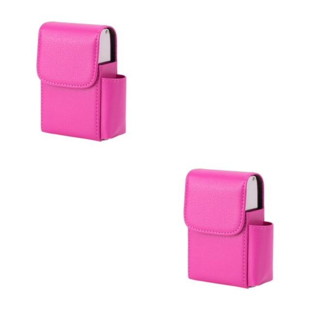 jesticaly Easy To Close And Open PU Cigarette Case For Business Cards Business Card Case Cigarette Cases Lychee rose 2Set