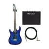 Ibanez GRX70QAL GIO Left-Handed Electric Guitar (Transparent Blue Burst) Bundle