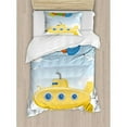 thumbnail image 3 of Yellow Submarine Queen Size Duvet Cover Set, Blue Sky with Colorful Balloons Seagulls Clouds Nursery Kids Birds Art, Decorative 3 Piece Bedding Set with 2 Pillow Shams, Multi Color, by Ambesonne, 3 of 3