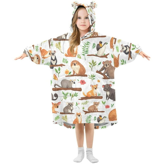 joogoo Wearable Blanket Hoodie for Wild Animals Oversized Sherpa Hooded 3-14 YR M
