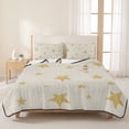 thumbnail image 3 of Quilts Twin XL Size Bedding Set, Boho Minimalist Lightweight Quilted Comforter, Gold Cream Minimalist Motif Soft Reversible Bedspread Coverlet with Pillow Covers for All Season, 68" x 98", 3 of 9