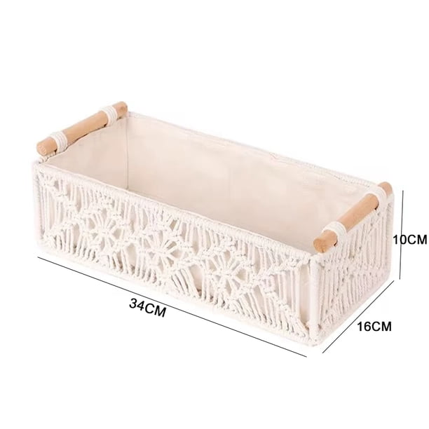Cesta de almacenamiento de macramé, cestas de decoración bohemia para organizar encimera, estante de papel higiénico, cesta con asa para baño y cama, 1 Uds.