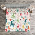 thumbnail image 3 of Ambesonne Octopus Quilted Bedspread Set 3 Pcs, Ocean Wildlife Theme, King Size, Multicolor, 3 of 3