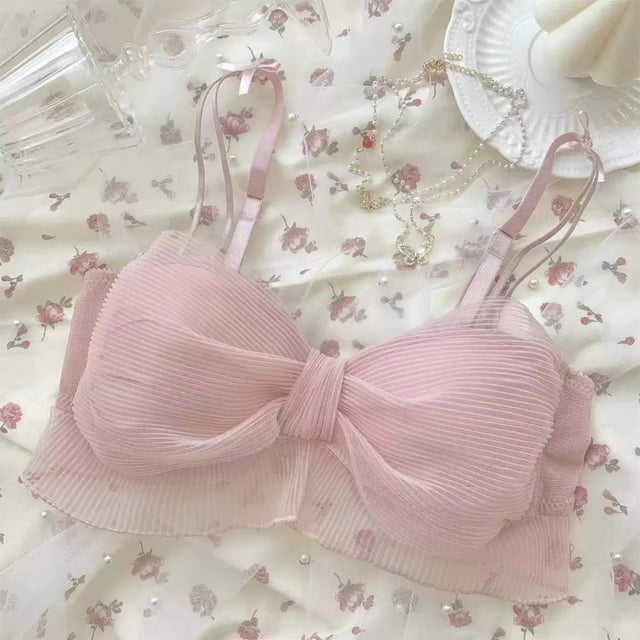 Conjunto de sujetador de encaje de malla de estilo japonés para niñas, ropa interior sexy de una sola pieza con lazo y tentación de malla para mujer