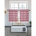 thumbnail image 2 of Plaid Red,Tier Curtains 36 Inch Length,Sheer Curtains for Bedroom Living Room Window Abstract Minimalistic Geometric Lattice Rod Pocket Drapes Kitchen Curtains Small Half Window 27.5"x36" 2 Panels, 2 of 7