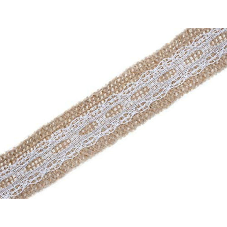 Burlap Ribbon with Lace Unwired 20 Yards Rustic Jute Ribbon for