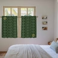 thumbnail image 3 of Dark Green Gold Floral Kitchen Curtain for Berdoom Living Room Cafe 54 Inch Length, Modern Abstract Spring Flowers Tiers Curtains Light Filtering Drapes Rod Pocket Window Treatment 2 Panels 52"Wx54"L, 3 of 8