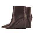 thumbnail image 3 of YDN Women's Pointed Toe Ankle Boots High Wedge Heels with Side Zipper Fashion Dressy Booties Basic Daily Outfit Shoes Size 7 Brown, 3 of 5