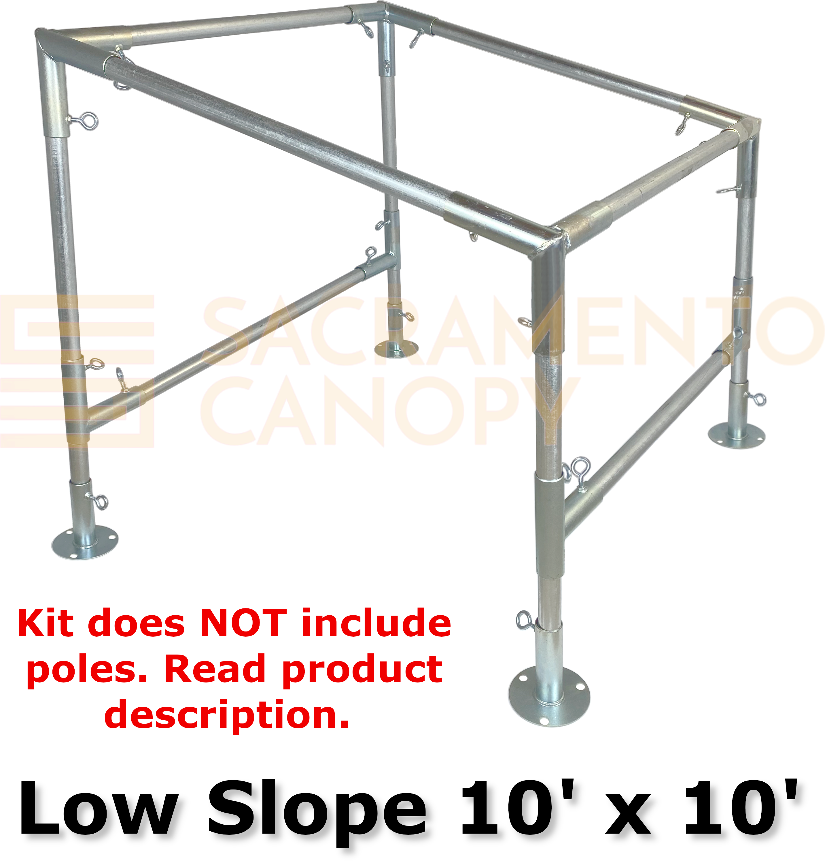 Slope Roof Canopy Fittings Kits (10' Wide) DIY Greenhouse, RV & Boat Carport, Shelter, Shade Structure, Vendor Booth, Tent, Steel Frame EMT Connector Parts, 1" - image 3 of 22