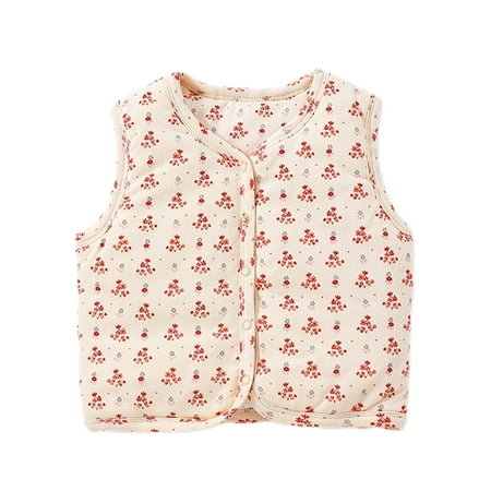 

Paille Girls Jacket Vest V Neck Outwear Floral Print Waistcoat Cute Sleeveless Cardigan Photograph Red 100