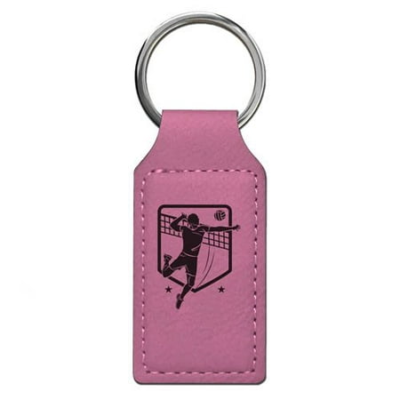 Keychain - Volleyball Player Man - Personalized Engraving Included (Pink