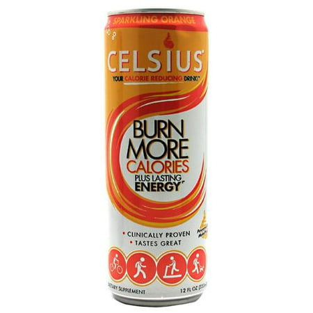 Celsius Live Fit Energy Drink, Orange, 12 Fl Oz, Pack of 12