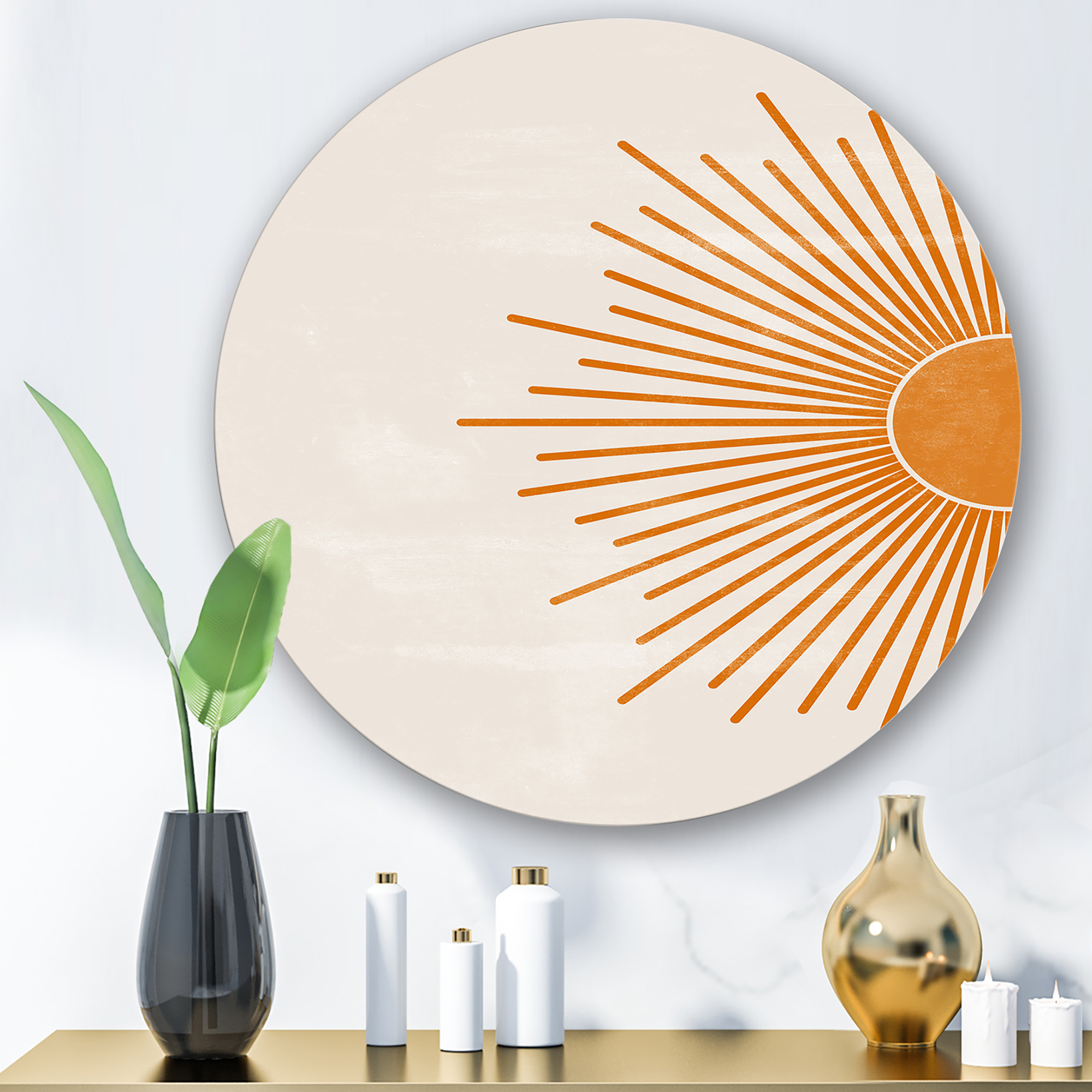 Orange Sun Print On Beige I 23 in x 23" Painting Art Prints, by Designart