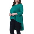 thumbnail image 4 of Blusa de mujer de talla grande Agnes Orinda para el Día de San Patricio, dobladillo alto-bajo, cuello redondo, manga 3/4, top curvy, camiseta casual 1X verde, 4 of 6