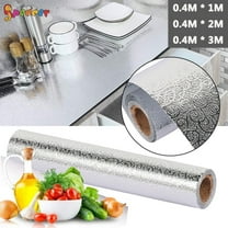 Spencer 1PC Waterproof Oil Proof Aluminum Foil Sticker Self Adhesive Kitchen Backsplash Wallpaper Stove Wall Stickers "15.8 x 39.4inch"