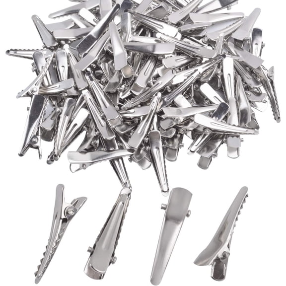 100 Pieces 30MM Small Alligator Hair Clips, Silver Metal Alligator Hair Pins Teeth Bows Crocodile Hair Clips Holders Accessories for Hair Care, Arts & Crafts Projects
