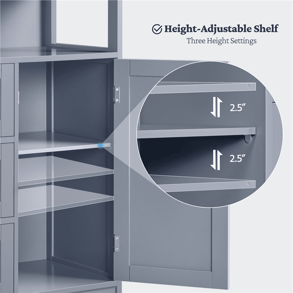 Alden Design 35.5" Height Bathroom Floor Cabinet with 1 Door and 3 Drawers, Gray