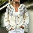 thumbnail image 3 of GILIGEGE Womens Fair Isle Sweater Button Up Long Sleeve Cardigans Crew Neck Open Front Knit Vintage Chunky Sweater Coats Retro Casual Fall Knit Jacket Soft Winter Outwear White XL, 3 of 5