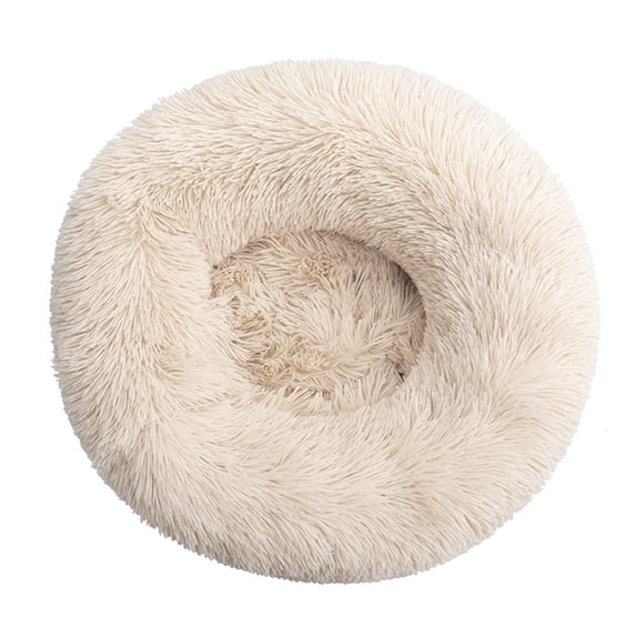 Mightlink Non-slip Bottom Thickened Solid Color Puppy Kennel Winter Round Long Plush Cat Bed Pet Supplies