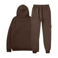 thumbnail image 5 of BiZtdJrK Mens Casual Sweatsuits 2 Piece Set Drawstring Long Sleeve Hoodie Sweatshirts and Cargo Joggers Matching Athletic Outfits Regular Fit Solid Fall Tracksuit with Pockets Coffee M, 5 of 6